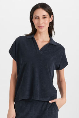 Frottee Shirt mit Polokragen