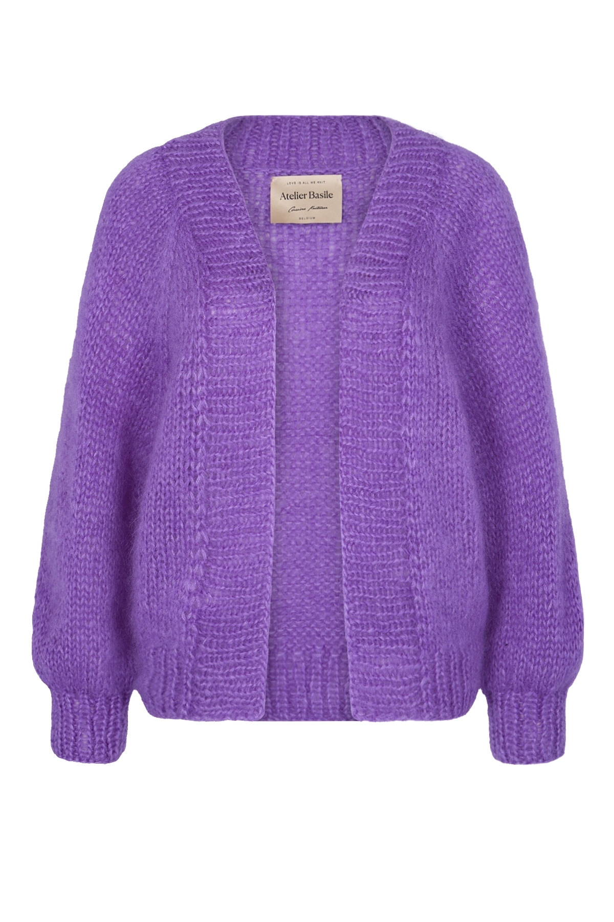 Handgestrickter Cardigan mit Kid Mohair und Seide 