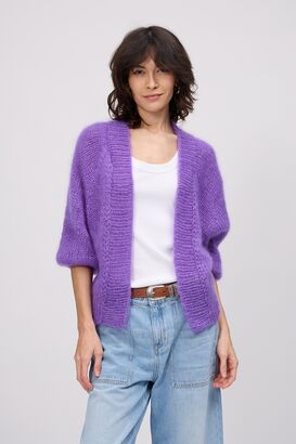 Handgestrickter Cardigan mit Kid Mohair und Seide 