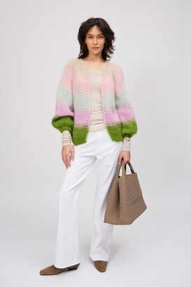 Handstrick-Cardigan Paulette mit Super Kid Mohair