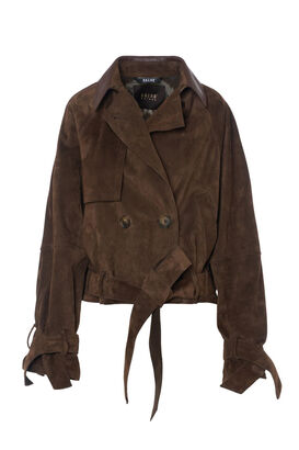 Veloursleder Trenchjacke