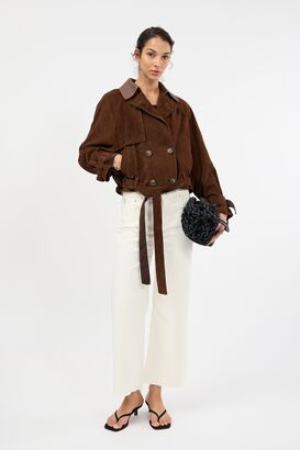 Veloursleder Trenchjacke