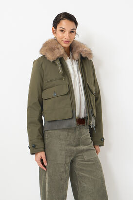 Bomberjacke mit Faux Fur Kragen 