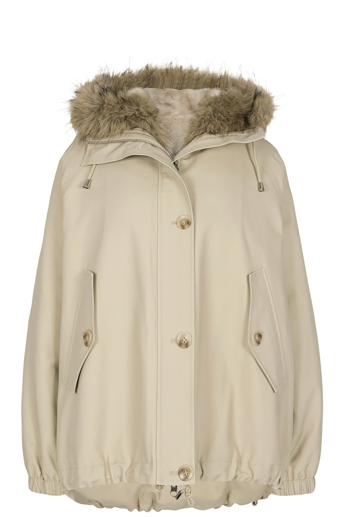 Wendbare Jacke aus Baumwolle mit Fake Fur