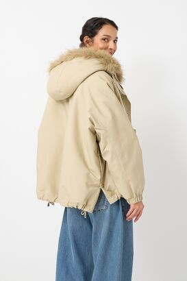 Wendbare Jacke aus Baumwolle mit Fake Fur