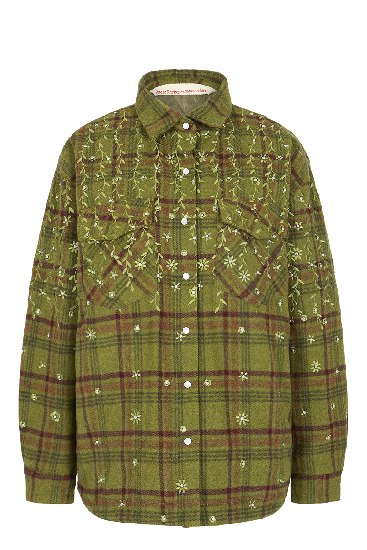 Oversize Hemdjacke mit Stickerei