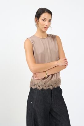 &Auml;rmellose Bluse aus Seidenstretch